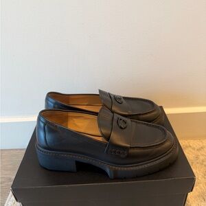 Coach Leah Black Leather Women's Loafers